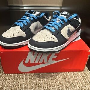 Women Nike "Starry" Black/Bone/Metallic Silver Dunk Low Shoes 9 PRISTINE